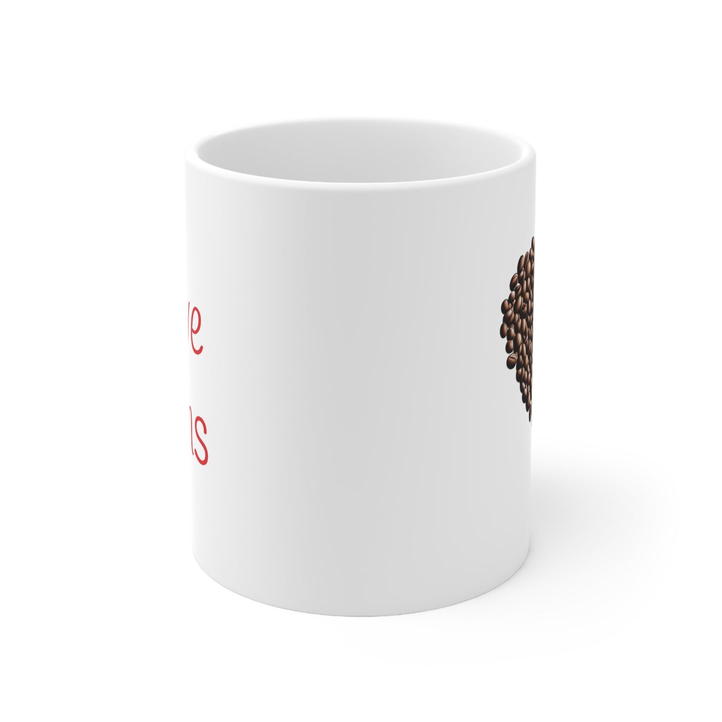 I love beans -- coffee bean heart mug, Valentines day gift, Funny gift, Anniversary gift, Coffee lover gift